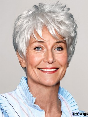 Wigs Online White Cropped Wavy Boycuts Wigs