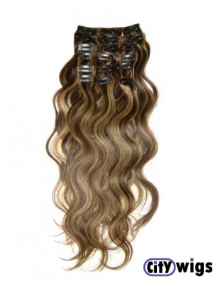 Clip In Hair Extensions With Remy Wavy Style Brown Color