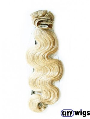 Stylish Blonde Wavy Remy Human Hair Clip In Hair Extensions
