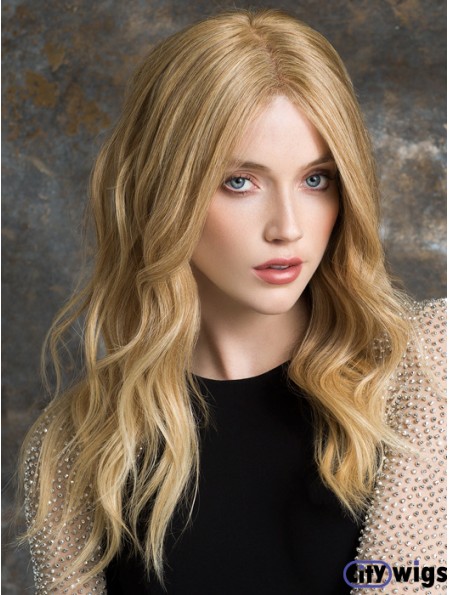 100% Hand Tied Wig Long Blonde Human Hair Wig UK