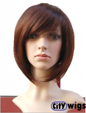 Auburn 10 inch Wavy Short Remy Human Hair Monofilament Bob Wigs