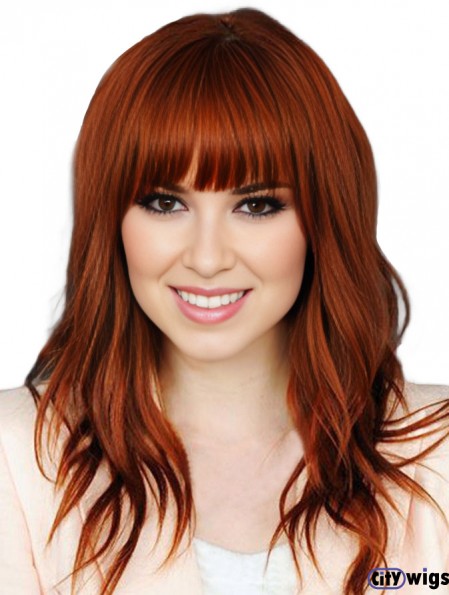 100 Percent Human Hair Lace Front Wigs With Bangs Lace Wavy Style
