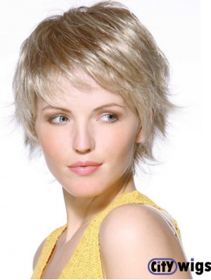 8 inch Blonde Chin Length Layered Straight Gorgeous Lace Wigs