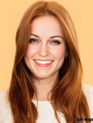 Without Bangs Long Copper Straight 20 inch Incredible Human Hair Julianne Moore Wigs
