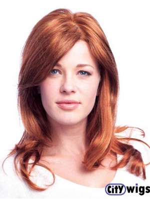 20 inch Auburn Long With Bangs Wavy Online Lace Wigs