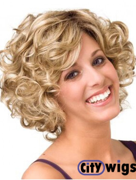 Curly Blonde Layered 10 inch Buy Human Hair Wigs