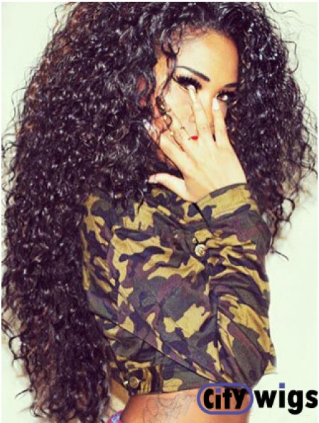 Wholesale African American Human Hair Lace Front Wigs Kinky Style Long Wig