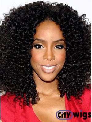 Designed 16 inch Shoulder Length Kinky Wigs For Black Women