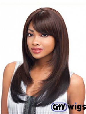 Long Auburn Straight Layered Exquisite African American Wigs