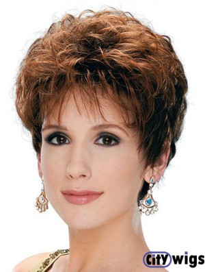 Classic Lady Wig With Capless Synthetic Curly Style Short Length