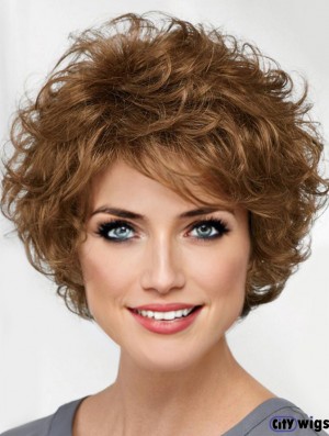 Curly Brown Wig Short Hair Synthetic Wig Classic For Ladies 8 Inch