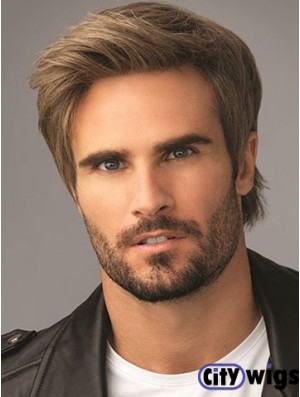 8 inch Classic Straight Brown Synthetic Men Wig