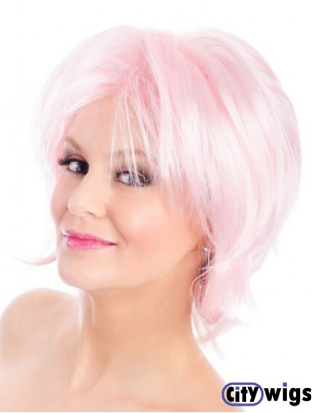 Straight Bobs Pink 8 inch Capless Wig Fashion