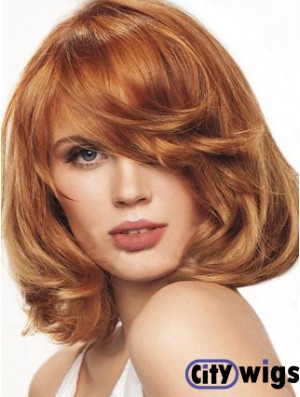 Chin Length Wavy Monofilament Auburn Best Bob Wigs