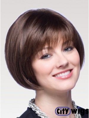 Capless Chin Length Straight Auburn Good Bob Wigs