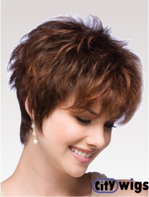 Auburn Wig Boycuts Auburn Color Short Length Wavy Style