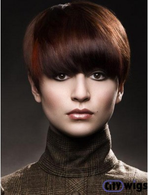 Boycuts Straight Auburn Capless High Quality Short Wigs