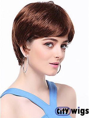 Boycuts Straight Auburn Capless Top Short Wigs
