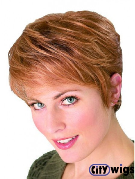 Straight Boycuts Cropped Perfect Auburn Synthetic Wigs
