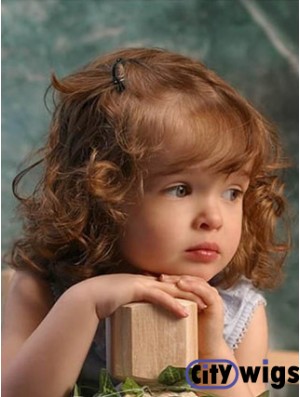 Wigs For Kids With Remy Lace Front Shoulder Length Curly Style
