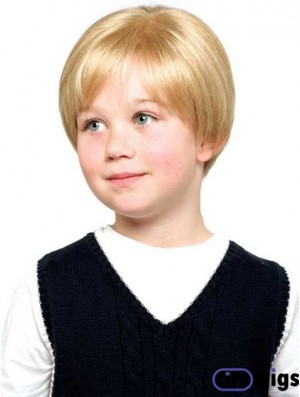 Straight Short Blonde Synthetic Lace Front Kids Wigs