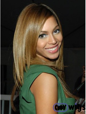 Brown Long Straight Without Bangs Lace Front 18 inch  Wigs