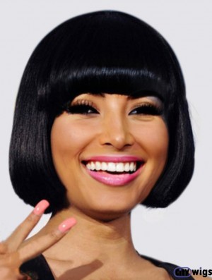 Black Straight Bobs Chin Length Cheapest Nicki Minaj Wigs