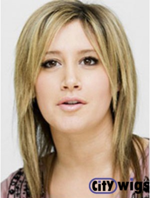 Modern Blonde Shoulder Length Straight 14 inch Layered Ashley Tisdale Wigs