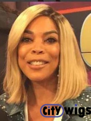 14 inch Lace Front Remy Human Hair Bobs Shoulder Length Blonde Straight  Wigs