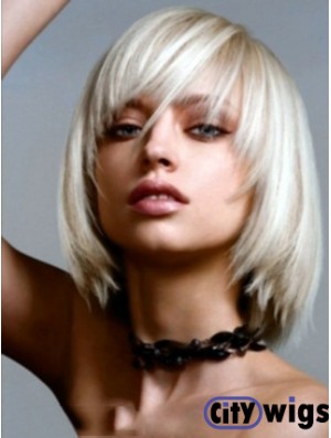 Bobs Wig Chin Length Lace Front Wig Silver Platinum Color