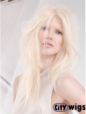 Lace Front Platinum Blonde Wig Long Trendy Wigs For Women Realistic