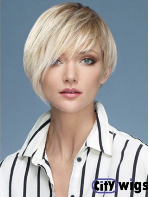 Capless Boycuts Short Straight 10 inch Platinum Blonde Sassy Fashion Wigs