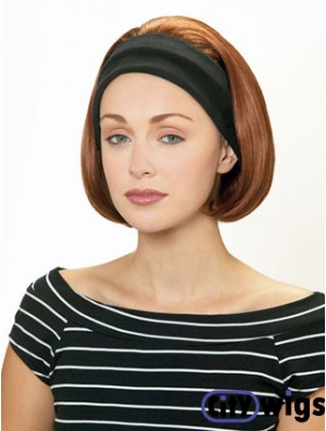 Cheap Half Wigs With Synthetic Chin Length Auburn Color