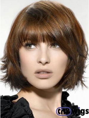 Auburn Straight Chin Length Bobs Capless Cheap Wigs For Sale