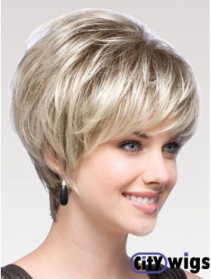Capless Straight Layered Short 8 inch Modern Human Hair Wigs