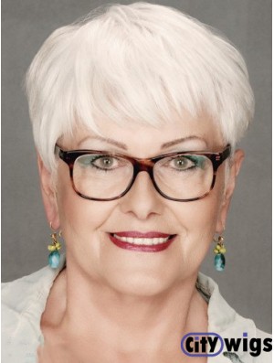 Straight Capless 8 inch Incredible Short Grey Wigs