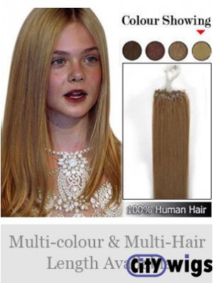 High Quality Brown Straight Micro Loop Ring Hair Extensions