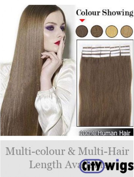 Brown Straight Convenient Remy Human Hair Tape In Hair Extensions