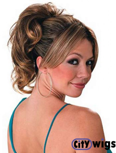 Ponytail Hair Extensions With Synthetic Wavy Style Brown Color